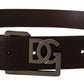 Elegant Black Leather Belt with Silver Buckle