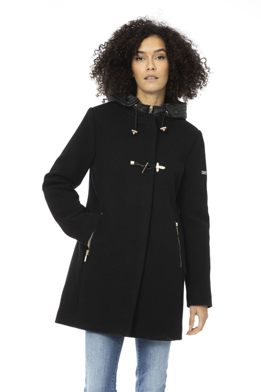 Black Polyester Women Parka