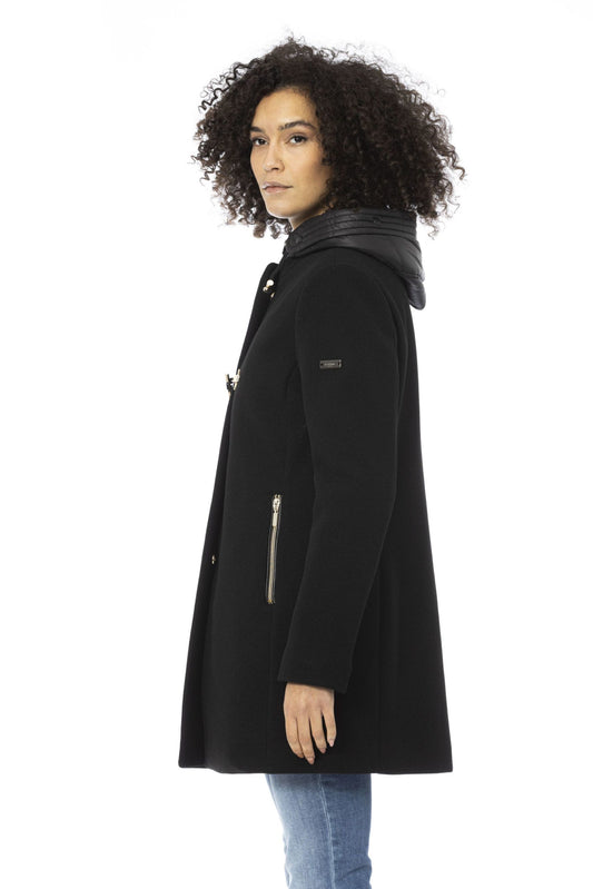 Black Polyester Women Parka
