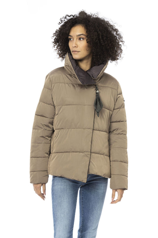 Beige Polyester Women Jacket