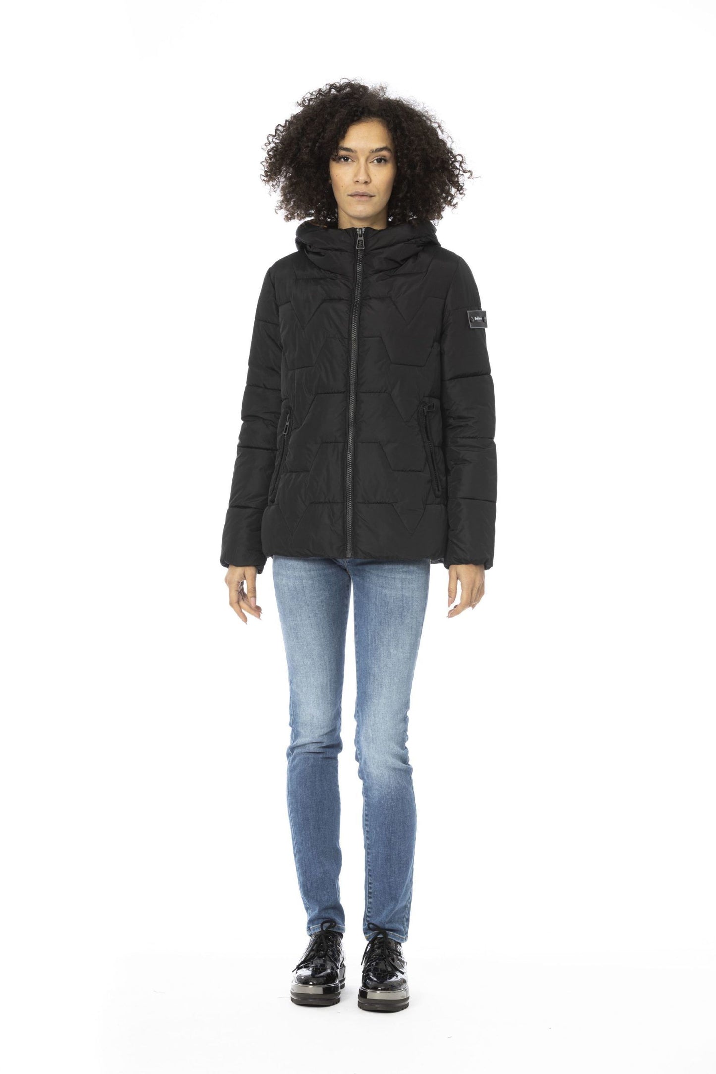Black Polyester Women Jacket