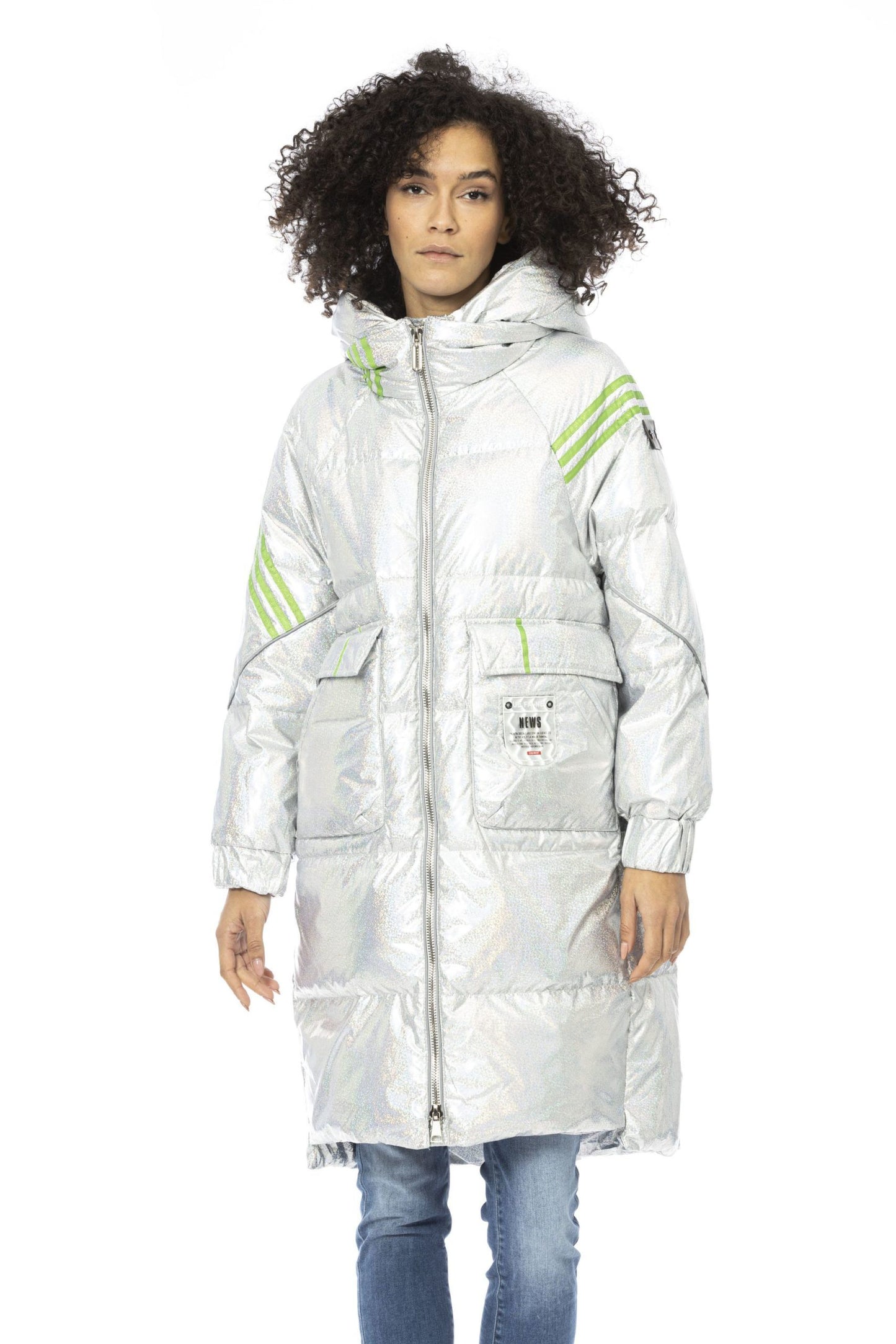 Silver Polyester Women Jacket
