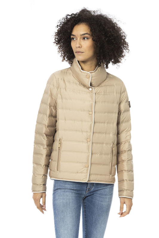 Beige Polyester Women Jacket