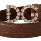 Elegant Crystal Buckle Leather Belt