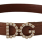 Elegant Crystal Buckle Leather Belt