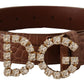 Elegant Crystal Buckle Leather Belt