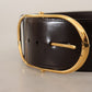 Elegant Leather Belt with Gold Oval Buckle