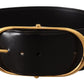 Elegant Oval Buckle Leather Belt