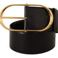 Elegant Oval Buckle Leather Belt