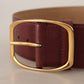 Elegant Maroon Leather Belt with Gold Buckle