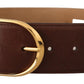Elegant Oval Buckle Leather Belt