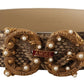 Elegant Beige Python & Leather Belt with Pearl Accents