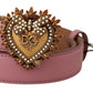 Elegant Pink Patent Heart Buckle Belt