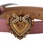 Elegant Pink Patent Heart Buckle Belt