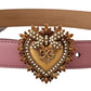 Elegant Pink Patent Heart Buckle Belt