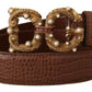 Elegant Crocodile-Embossed Leather Belt