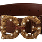 Elegant Crocodile-Embossed Leather Belt