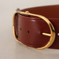 Elegant Leather Belt with Gold Buckle