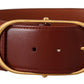 Elegant Leather Belt with Gold Buckle