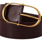 Elegant Purple Leather Belt with Gold Buckle