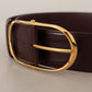Elegant Purple Leather Belt with Gold Buckle