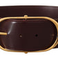 Elegant Purple Leather Belt with Gold Buckle
