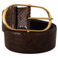Elegant Python Leather Belt with Gold Buckle