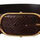 Elegant Python Leather Belt with Gold Buckle