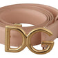 Elegant Pink Leather Belt with Gold Buckle