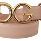 Elegant Pink Leather Belt with Gold Buckle