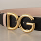 Elegant Dual-Tone Leather Belt with Gold Buckle