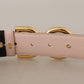 Elegant Dual-Tone Leather Belt with Gold Buckle