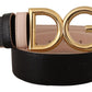 Elegant Dual-Tone Leather Belt with Gold Buckle