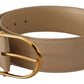 Elegant Beige Oval Buckle Leather Belt