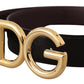Elegant Black Leather Logo Buckle Belt