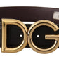 Elegant Black Leather Logo Buckle Belt