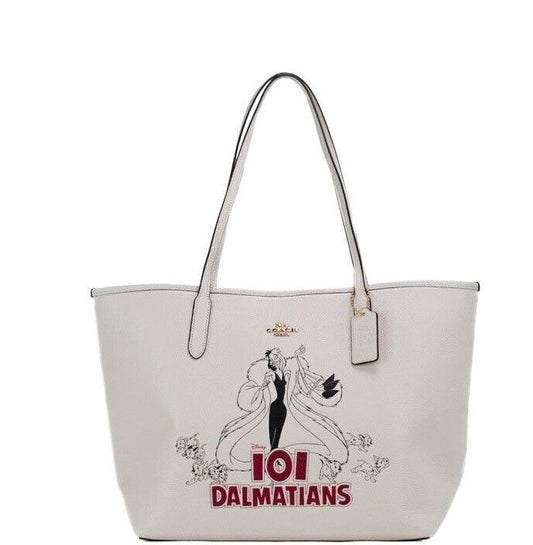 Disney Cruella 101 Dalmations Motif Pebble Leather City Tote Bag