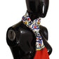 Silk Scarf with Majolica Print and Fringes