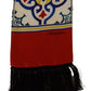 Silk Scarf with Majolica Print and Fringes
