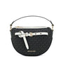 Emilia Black White Signature PVC Small Half Moon Crossbody Handbag