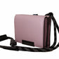 Elegant Pink Bifold Leather Wallet with Neck Strap