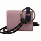 Elegant Pink Bifold Leather Wallet with Neck Strap