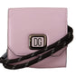 Chic Pink Leather Bifold Wallet with Neck Strap