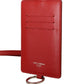 Red Leather Cardholder with Neck Strap