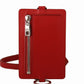 Red Leather Cardholder with Neck Strap