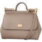 Elegant Beige Sicily Medium Leather Bag