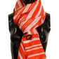 Elegant Striped Cotton Scarf with Logo Print