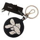 Elegant Black Leather Silver-Toned Keychain