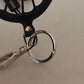Chic Black Leather Keychain with Silver Accents