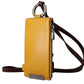 Elegant Yellow Leather Card Holder with Strap
